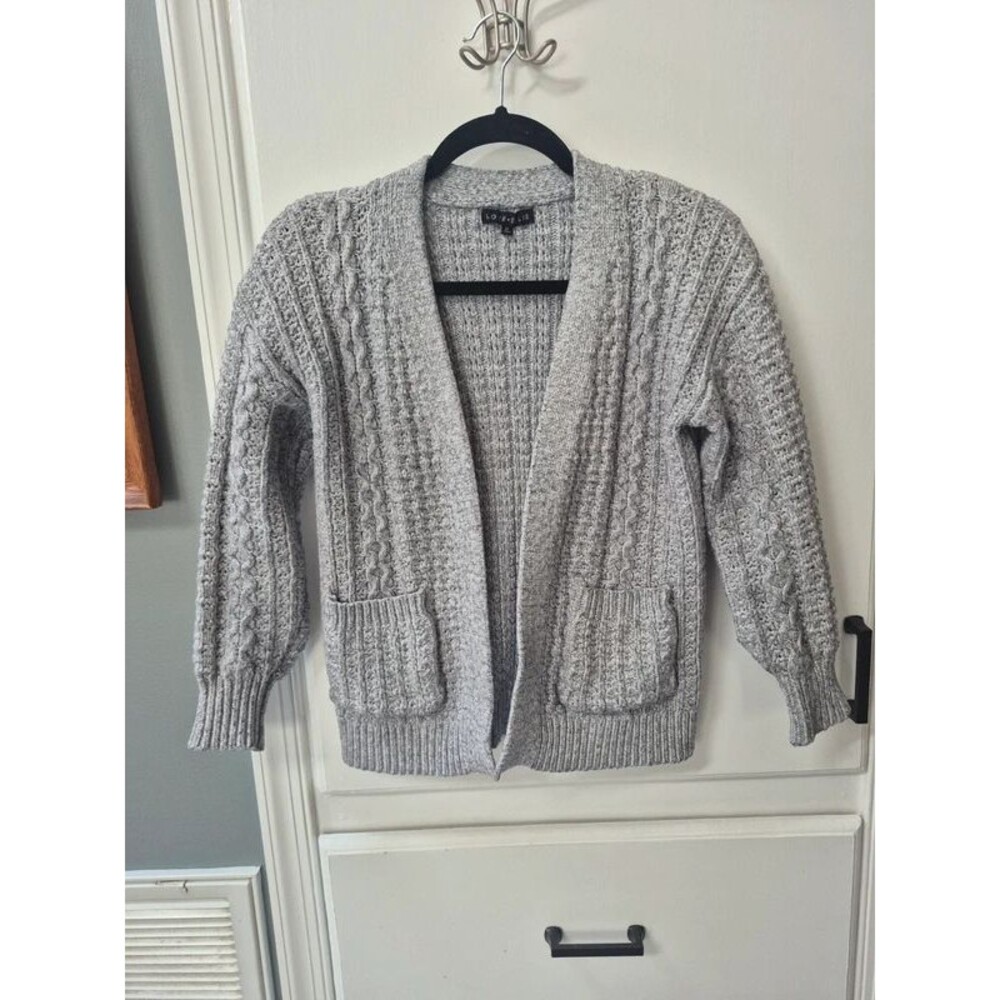 Chunky Grey Cable Knit Cardigan Sweater
